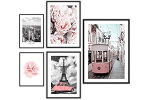 ag.art deco Lot de 6 Posters | Affiche Decoration Murale | Affiche Murale pour Salon et Chambre à Coucher | Tableaux Decoratifs Muraux | Poster Mural Sans Cadre (Rose Pastel Gris)