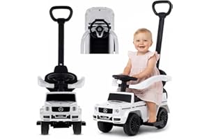 sun baby Voiture à Pousser Mercedes Benz G avec Licence dès 12 Mois avec Volant avec Son, siège et Roues en Plastique, Barre de poussée, Compartiment de Rangement sous Le siège (Blanc)
