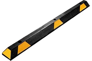 WilTec Butée de Roue 165 x 15 x 10 cm – en Caoutchouc – 13,5 kg/pièce – avec Réflecteurs – Aide au stationnement Stop Roues pour Parkings, Garages