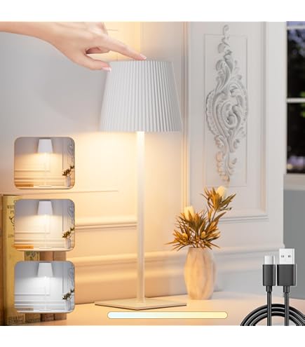Lampade LED Da Tavolo Ricaricabili - 2 Pezzi, 3 Temperature Colore, 5200mAh, USB-C - Foto 4