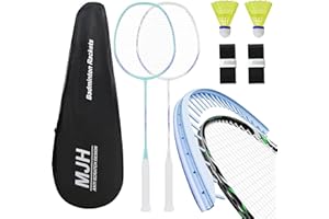 ‎MANJHONG MANJHONG Graphit Badmintonschläger Set, Kratzfestes Rahmendesign, Carbon Badminton Schläger mit Tasche, Federbälle, Griffband