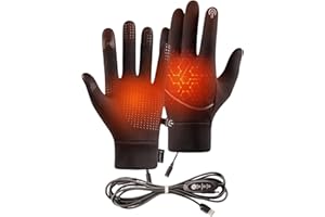 OMUIETIO Electric Heated Gloves, Rechargeable USB Heating Gloves, Screen Touchable, 3 temperature control levels, Heated Gloves for Men Cycling Riding Hunting Fishing SKi Snow Mittens