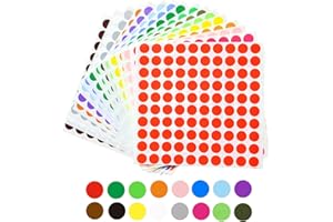AGOGUE 1600 Pcs Gommettes Autocollantes, Rondes 10 Mm Pastille Couleur Autocollante, Pour Fournitures De Bureau École Calendriers Codage Étiquettes Pastille Autocollante Ronde