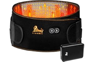 LIONWEI Heating Belt Heated Back Support Electric Heat Back Brace with Massage Heating Pad Lumbar Support Warming Brace Belt Men Women for Lower Back Brace Pain Relief with 10000mAh Power Bank