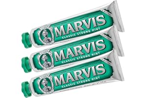 ‎MARVIS MARVIS Classic Strong Mint, Zahncreme mit Pfefferminze für belebende und langanhaltende Frische, entfernt Plaque und hartnäckige Beläge, mit Fluorid, 3 x 85 ml, 3er Pack
