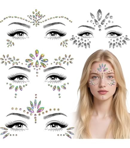 Glitzersteine Gesicht Festival Strasssteine Edelsteine Glitzer 2 STK