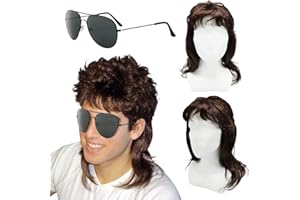 XNIVUIS Peluca Hippie Hombre Marron, Disfraz Hippie Años 70 60, Pelucas Hippies Hombre, Disfraz Rockero de Metal Pesado, Disfraz Años 80, Accesorios Hippies Halloween Cosplay Carnaval Fiesta (2 Pcs)