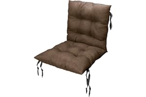 Grand Filippo poduszka krzesło ogrodowe z oparciem 50 x 50 cm Brąz - odporna na pleśń i wilgoć - ręcznie robiona poduszki na krzesła ogrodowe z troczkami do mocowania