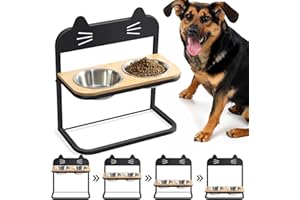 APEXCHASER Elevated Dog Bowls,Raised Dog Bowl with Adjustable Rack, 2 Stainless Steel Food and Water Bowls for Small Medium Large Dogs Cats and Pets, Dog Basin Stand,Feeding and Watering Supplies