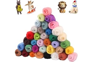 AGOGUE Laine à feutrer, 36 couleurs, laine de conte de fées pour feutrage, projets de bricolage, feutrage sec et humide