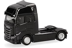 ‎HERPA Herpa Model ciężarówki Iveco S-Way facelift (MY24) ciągnik 2-osiowy, czarny, miniatura w skali 1:87, kolekcjonerski, Made in Germany, plastik