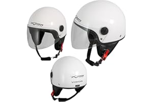 A-PRO Casque Moto Scooter Vespa Jet Visiere Longue Approuvé ECE 22 blanc L