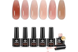 ‎MODELONES Modelones 8 in One Builder Gel, 6 Farben Rosa Nude Braun Aufbaugel für Gelnägel, Hard Gel Builder Nagelverlängerung Quick Extension, Uv Nagellack Soak Off UV Nägel für Nagelstudio Maniküre Set