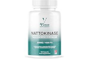 VINCO SUPPLEMENTS Vinco Nattokinase 120 Capsules - 4000 FU - 200mg - High Strength Japanese Natto - Supports Heart Health & Circulation - Non-GMO & Gluten Free - Made in The UK