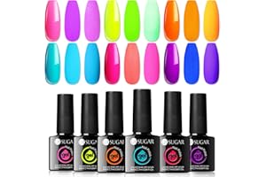 ‎UR SUGAR UR SUGAR UV Nagellack Neon, UV Gel Nagellack Leuchtend im Dunkeln 6 Farben schellack nagellack Neon Pink Blau Rot Gelb Gellack Farben Glow in the Dark Nagel Gel Nagelsalon Design Maniküre Set
