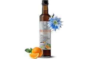 OELESTO® BIO Schwarzkümmelöl Orange-Minze kaltgepresst ungefiltert [460mg/100g THYMOCHINON] – 250ml - Black Seed Oil Organic - Kümmelöl Vitalöl - ägyptisches Schwarzkümmel Öl