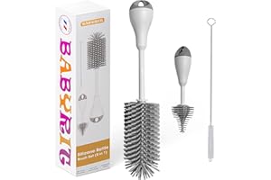 GÉNÉRIQUE Goupillon Biberon | Brosse Biberon Bébé avec Poils Extra-Souples | Set de 3 pièces Lave Biberon et Tétine Anti Rayures idéal pour biberons Toutes Marques | Nettoyeur Biberon Bébé