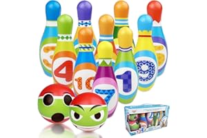 Chiluxendo Kegelspiel für Kinder(12Pcs), Dosenwerfen Kegeln Cones Kegel, Mini Bowling Ball Set für Zuhause, Kinderspiele Lernspiele Geschenk Montessori Junge Mädchen Outdoor Spiel