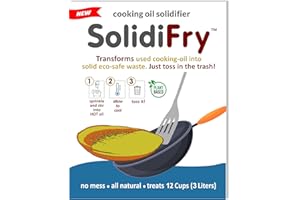 POACHIES SolidiFry - Waste Cooking Oil Solidifier powder, 100% Plant-Based Cooking Oil Disposal, Solidifies up to 12 Cups (3 Liters) - ADD TO HOT OIL - As it cools it turns solid! Then Just Toss!
