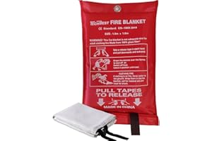 TechBest Löschdecke Küche Feuerlöschdecke - 1m x 1m Glasfaser. DIN EN 1869:2019. Brandschutzdecke für Fettfeuer in Auto, Schule, Kamin, Grill, Büro, Garage, Schweißen, Lager. 1-Packung.