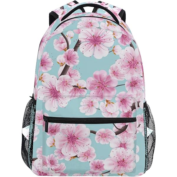 Sac à Dos école 24L Avec Motifs Fleurs Japonaises - Pour Enfants, Ado, Adulte - Polyester, Poches Multiples