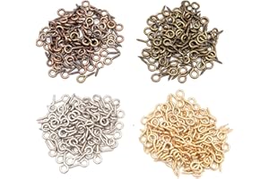 JHXHHTHONGTONG Mini Tornillos de Ojo Clavo Cáncamos Metálicos Juego de Cáncamos de Agujas de Ojo Pequeño Mini Cáncamos de Gancho de Tornillo Cáncamo Pequeño para Hacer joyas, Manualidades y Colgantes (4 Colores)