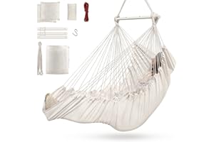 OUTERMAN Silla Colgante para Exterior & Interior, Silla Hamaca Colgante con 3 Cojines y Soporte para Reposapiés para Jardin, Terraza, Balcón, Dormitorio, Ofi, Capacidad de Carga de 200kg