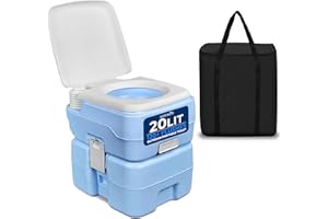 SereneLife 20L Outdoor Camping, Portable Toilet, Comfortable Flushable Portable Toilets for Adults, Travel Toilet, Porta Potty Loo, Detachable Waste Tank- Leak Proof & Carry Bag