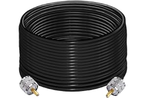 TUOLNK PL259 Cable RG58 CB Radio Cable PL259 Jumper 49.2Ft (15M) SO239 UHF Cable de extensión macho a macho RF Cable coaxial negro Cable coaxial PL259 para radio bidireccional