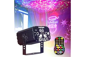 Lamptobe Disco Party Lights, 360°Rotation Sound Activated Strobe Lights Stage Effects for Home, USB Party Lights for Kids Birthday Karaoke KTV Bar Indoor Projector, 61 Patterns with Remote Control