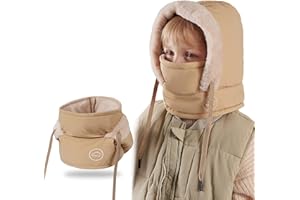 TAGVO Cagoule d'hiver Thermique pour Enfants 4-10 Ans, Multifonctionnel Masque de Ski Cycliste en Laine Polaire Ajustable et Coupe-Vent, Casquette Bonnet Chapeau avec Cache-Cou pour garçons et Filles