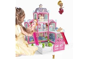 Beauenty Doll House,Dream House for Girls Pretend Toys-3 Story 8 Rooms Dollhouse,Toddler Playhouse DIY Building Kids Gift for for 3+ Year Old Girls. (Style4)