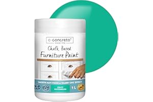 e-concreto Furniture Chalk Paint 1L, Shabby Chic or Matt Smooth Touch Finish | Chalk Paint + Stirrer (Green)