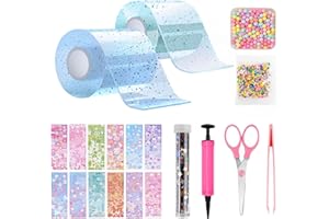 TFSZE 20 Pieces Nano Tape Bubbles Set, 2 Tape (5 cm x 1 m) + 18 Foundation Material Packs, Super Elastic Nano Adhesive Tapes for Stress Relief and Fun, Elastic Bubble Balloons (Blue + Cyan)