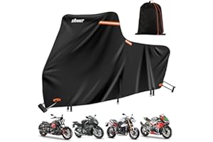 Housse de Protection Moto,en Nano-matériau,SRIMMIT 420D,Étanche,Rangement extérieur,Funda Para Moto Trous de Verrouillage,aération,5 Bandes réfléchissantes (3XL)