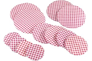 Maximex Wenko - Funda Plana clásica de Vichy (12 Unidades), Tapa Reutilizable para Proteger los Platos iniciados, Polietileno, 5 tamaños Rojo - Blanco