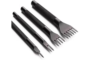 MINGZE DIY Neue Lederhandwerk Werkzeug, Diamant Schnürung Stitching Meißel Set Lederhandwerk Kits, Lochstiche Stitching Perforate Sew Tool Kits (3mm)