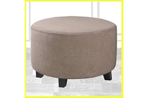 ACDLER Funda Otomana De Elástica Tejido Jacquard, Redonda Funda De Reposapiés De Sofá, Funda para Taburete Extraíble Lavable Protector De Puff con Parte Inferior Elástica (Color : A8, Size : 50-58CM)