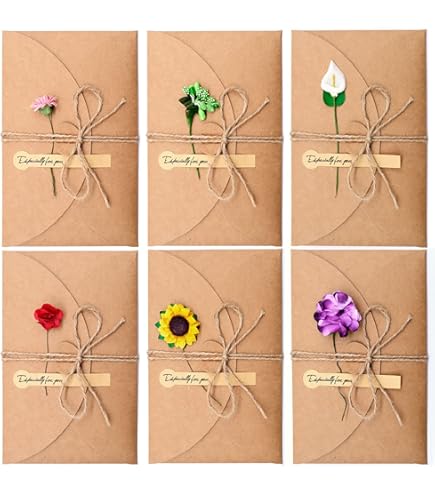 CZAKOMIX 10 Pcs Gedroogde Bloemen Wenskaart, Retro Diy