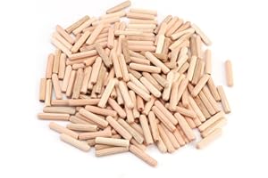 IBEIKE 200pcs Wooden Dowels, M6 *30mm Wood Pins Plugs 6mm Wooden Dowel Rods, Hardwood Twill Fluted Pin for Woodwork Furniture Carpentry Craft DIY