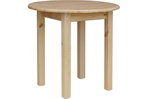 k koma Mesa de comedor redonda de pino maciza, 90 cm, pino, barnizada