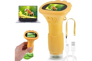 tlidfgeo Handheld Mikroskop für Kinder, 2,0" IPS-Bildschirm 200-1000X Taschenmikroskop für Kinder, 2MP Lens Pixels Mini-Mikroskop, Digitales Mikroskop USB-Anschluss an PC