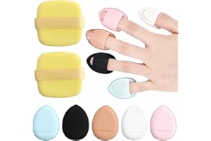 BIVOFU 5 Pièces Mini Houppette Doigt, 2 BoufféEs de Poudre CosméTique Parfait Pour Fond de Teint et Anti-Cernes éPonge Douce Pour Une Application Uniforme et Confortable
