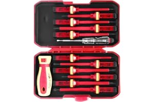LQGTQO 13 Pezzi Set Cacciaviti Professionali Set Cacciaviti Elettricista, Isolamento VDE Kit Elettricista Cacciavite Elettricista, Magnetico Set Giraviti Professionali Cacciaviti Isolati