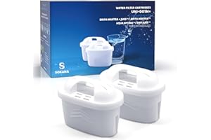 SOKANA Brita Maxtra Filter Cartridge Replacement for Brita Maxtra Plus Maxtra+ Marella Elemaris XL Aquaphor Tassimo Dafi Water Filter TÜV SÜD Certified, 2 Pack