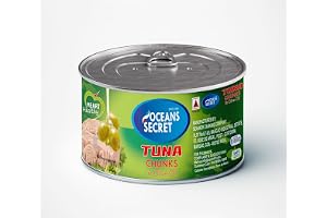 Oceans Secret Tuna Chunks in Olive Oil 180gm Pack of 8 Canned Tuna Fish | Balanced Nutrition | Light Taste | Premium Cuts Ready to Eat