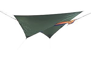 Ticket to the Moon Fairtrade & Artisanal Lightest Tarp - Bâche Polyvalent pour Hamac, Protège Contre Pluie/Soleil/Vent, Résistant à l’Eau jusqu'à 2000 mm, Diag. : 3.5m, Temps D'installation <1 Min.