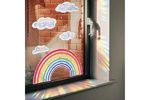 SINEKONG Obrazy na okno, pryzmat, motyw tęczy, łapacz słońca, ochrona przed ptakami, naklejka zapobiegająca uderzeniom, tęcza, szkła, folia okienna