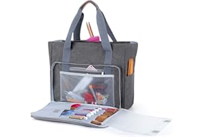 Teamoy Borsa a Maglia per Maglieria, Tote di stoccaggio di Filati per Filati e Progetto incompiuto, Alta capacità e Peso Leggero, Facile da trasportare (No Accessori Inclusi) (Grigio)