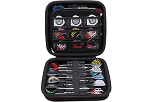 L LTGEM Darts Case Compatible with All Specifications of Darts Steel Tip and Soft Tip Darts, Plastic Darts, Holds 18 Darts and Extra Accessories, Tips, Shafts and Flights(Only Case)